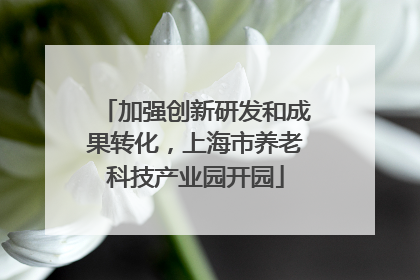 加强创新研发和成果转化，上海市养老科技产业园开园